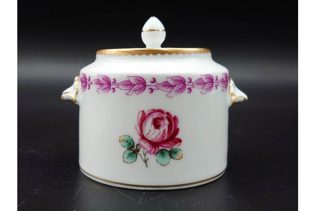 イタリア　Richard Ginori(リチャードジノリ)　イタリアンフルーツ　サックスフラワー　インペロカメリア　カップ&ソーサー・クリーマー・シュガーポット・スプーンレストの洋食器6点セット　(R-086448)