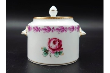 イタリア　Richard Ginori(リチャードジノリ)　イタリアンフルーツ　サックスフラワー　インペロカメリア　カップ&ソーサー・クリーマー・シュガーポット・スプーンレストの洋食器6点セット　(R-086448)