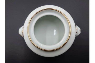 イタリア　Richard Ginori(リチャードジノリ)　イタリアンフルーツ　サックスフラワー　インペロカメリア　カップ&ソーサー・クリーマー・シュガーポット・スプーンレストの洋食器6点セット　(R-086448)