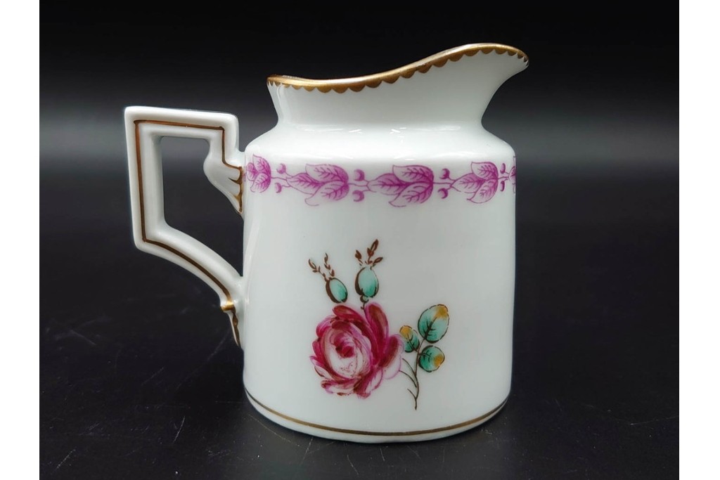 イタリア　Richard Ginori(リチャードジノリ)　イタリアンフルーツ　サックスフラワー　インペロカメリア　カップ&ソーサー・クリーマー・シュガーポット・スプーンレストの洋食器6点セット　(R-086448)