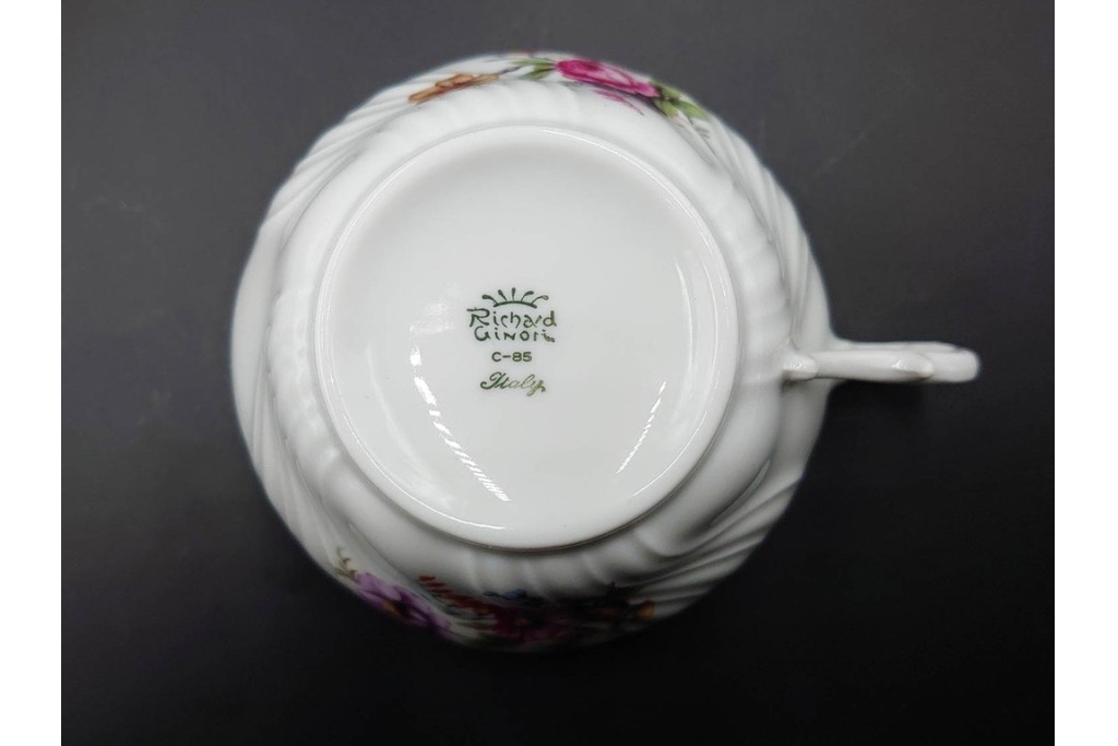 イタリア　Richard Ginori(リチャードジノリ)　サックスフラワー　カップ&ソーサー・プレートのトリオ4客セット　(R-086449)
