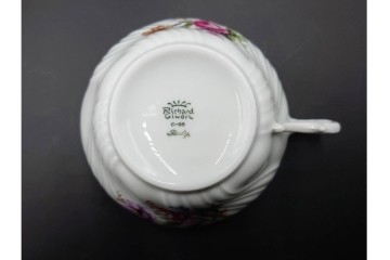 イタリア　Richard Ginori(リチャードジノリ)　サックスフラワー　カップ&ソーサー・プレートのトリオ4客セット　(R-086449)