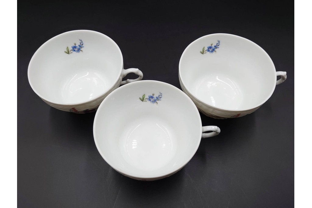 イタリア　Richard Ginori(リチャードジノリ)　サックスフラワー　カップ&ソーサー・プレートのトリオ4客セット　(R-086449)