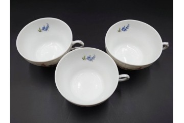 イタリア　Richard Ginori(リチャードジノリ)　サックスフラワー　カップ&ソーサー・プレートのトリオ4客セット　(R-086449)