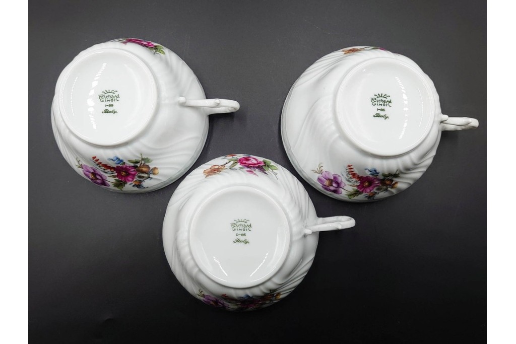 イタリア　Richard Ginori(リチャードジノリ)　サックスフラワー　カップ&ソーサー・プレートのトリオ4客セット　(R-086449)