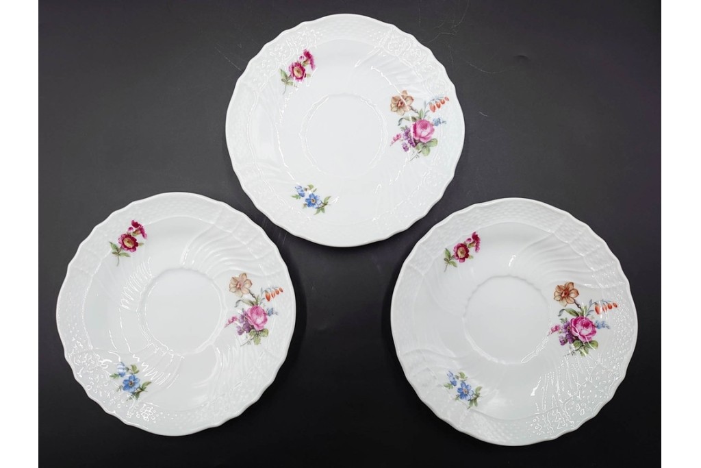 イタリア　Richard Ginori(リチャードジノリ)　サックスフラワー　カップ&ソーサー・プレートのトリオ4客セット　(R-086449)