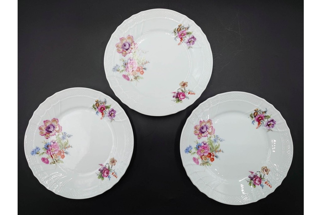 イタリア　Richard Ginori(リチャードジノリ)　サックスフラワー　カップ&ソーサー・プレートのトリオ4客セット　(R-086449)