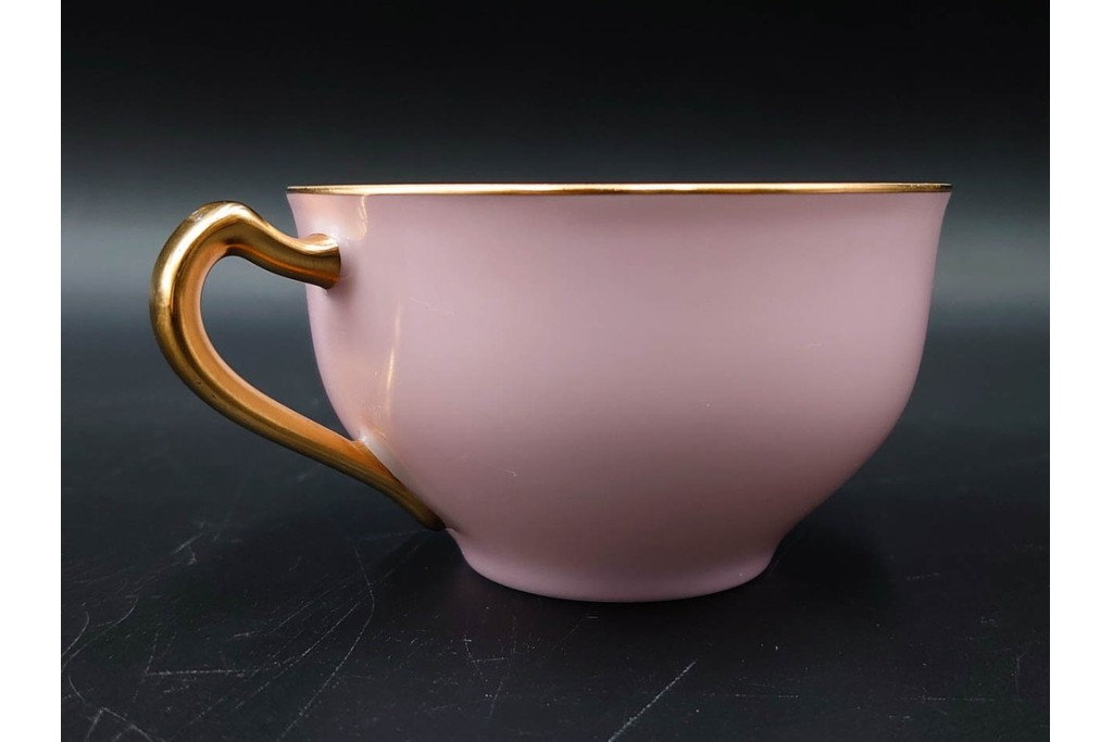 大倉陶園(OKURA/OAC)　色蒔き(ピンク)　ゴールドライン(リムシェープ)　カップ&ソーサー4客セット　(R-086450)