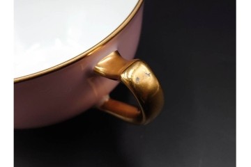 大倉陶園(OKURA/OAC)　色蒔き(ピンク)　ゴールドライン(リムシェープ)　カップ&ソーサー4客セット　(R-086450)