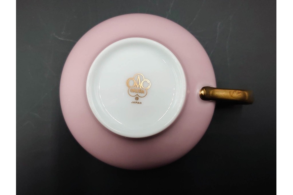大倉陶園(OKURA/OAC)　色蒔き(ピンク)　ゴールドライン(リムシェープ)　カップ&ソーサー4客セット　(R-086450)