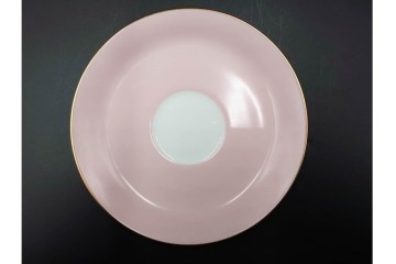 大倉陶園(OKURA/OAC)　色蒔き(ピンク)　ゴールドライン(リムシェープ)　カップ&ソーサー4客セット　(R-086450)