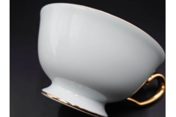 大倉陶園(OKURA/OAC)　色蒔き(ピンク)　ゴールドライン(リムシェープ)　カップ&ソーサー4客セット　(R-086450)