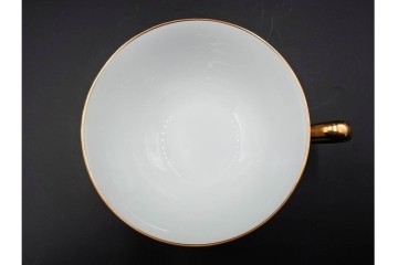 大倉陶園(OKURA/OAC)　色蒔き(ピンク)　ゴールドライン(リムシェープ)　カップ&ソーサー4客セット　(R-086450)