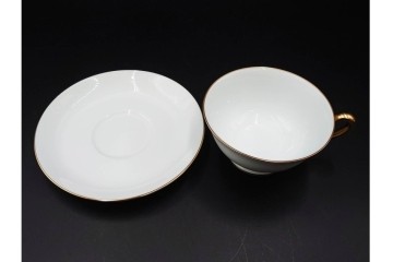 大倉陶園(OKURA/OAC)　色蒔き(ピンク)　ゴールドライン(リムシェープ)　カップ&ソーサー4客セット　(R-086450)