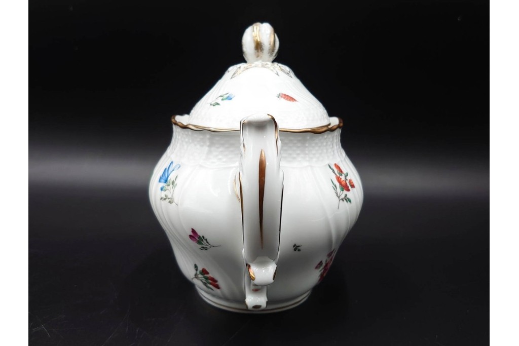 イタリア　Richard Ginori(リチャードジノリ)　ペルージャ(ベッキオフルーツ)　果物模様が愛らしいティーポット・シュガーポット・クリーマーセット　(R-086451)