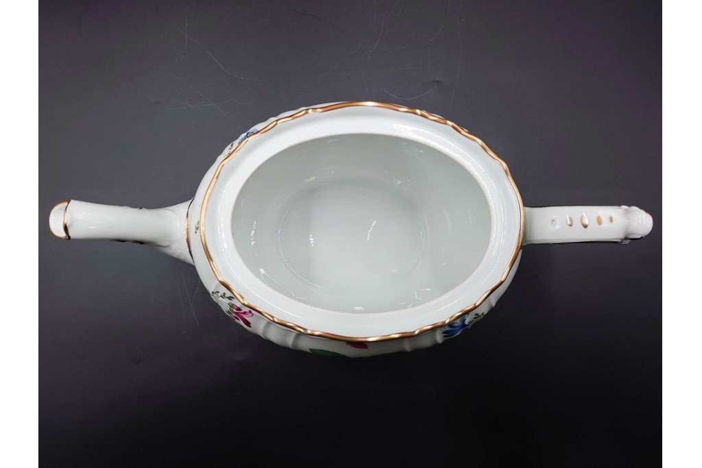 イタリア　Richard Ginori(リチャードジノリ)　ペルージャ(ベッキオフルーツ)　果物模様が愛らしいティーポット・シュガーポット・クリーマーセット　(R-086451)