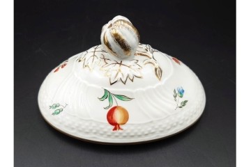 イタリア　Richard Ginori(リチャードジノリ)　ペルージャ(ベッキオフルーツ)　果物模様が愛らしいティーポット・シュガーポット・クリーマーセット　(R-086451)