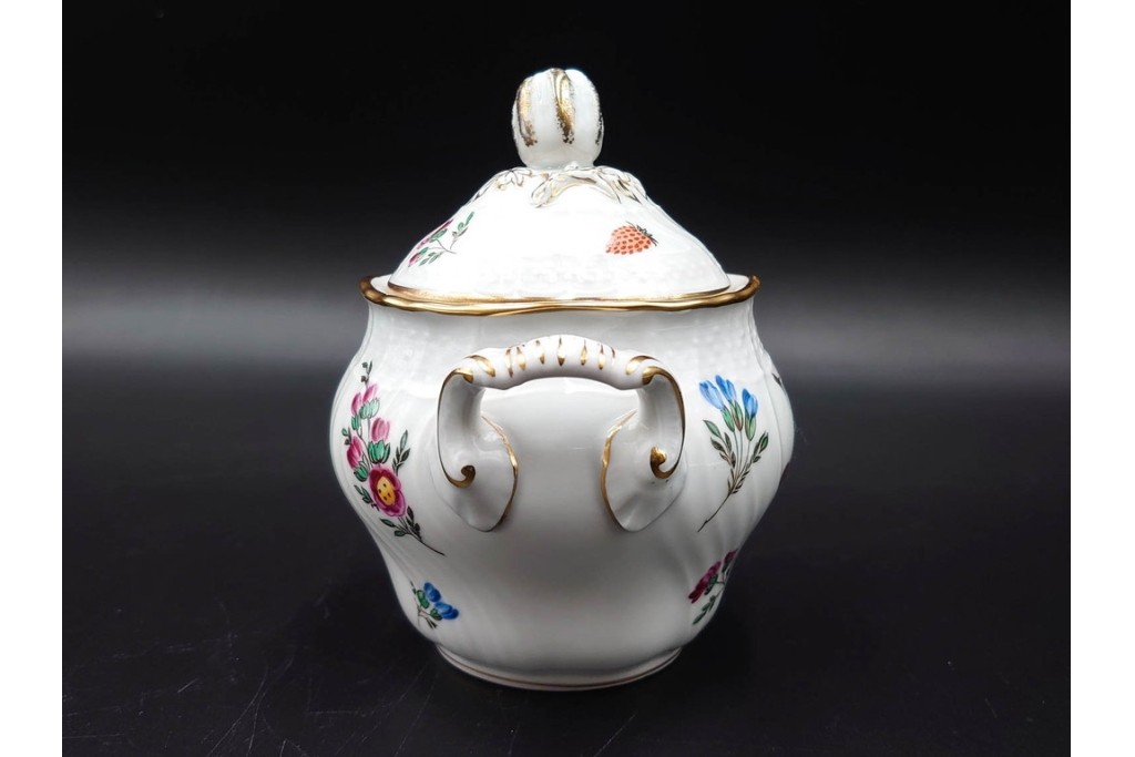 イタリア　Richard Ginori(リチャードジノリ)　ペルージャ(ベッキオフルーツ)　果物模様が愛らしいティーポット・シュガーポット・クリーマーセット　(R-086451)