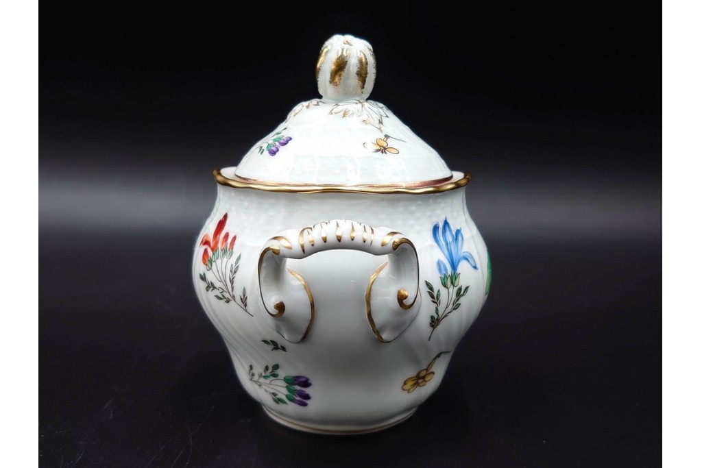 イタリア　Richard Ginori(リチャードジノリ)　ペルージャ(ベッキオフルーツ)　果物模様が愛らしいティーポット・シュガーポット・クリーマーセット　(R-086451)