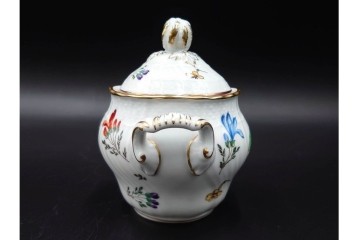 イタリア　Richard Ginori(リチャードジノリ)　ペルージャ(ベッキオフルーツ)　果物模様が愛らしいティーポット・シュガーポット・クリーマーセット　(R-086451)