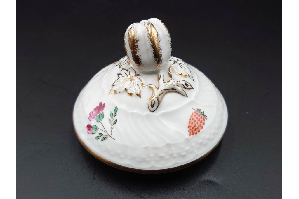 イタリア　Richard Ginori(リチャードジノリ)　ペルージャ(ベッキオフルーツ)　果物模様が愛らしいティーポット・シュガーポット・クリーマーセット　(R-086451)