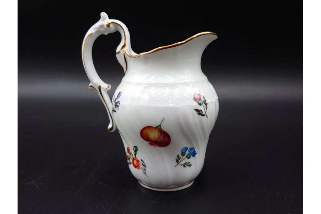 イタリア　Richard Ginori(リチャードジノリ)　ペルージャ(ベッキオフルーツ)　果物模様が愛らしいティーポット・シュガーポット・クリーマーセット　(R-086451)