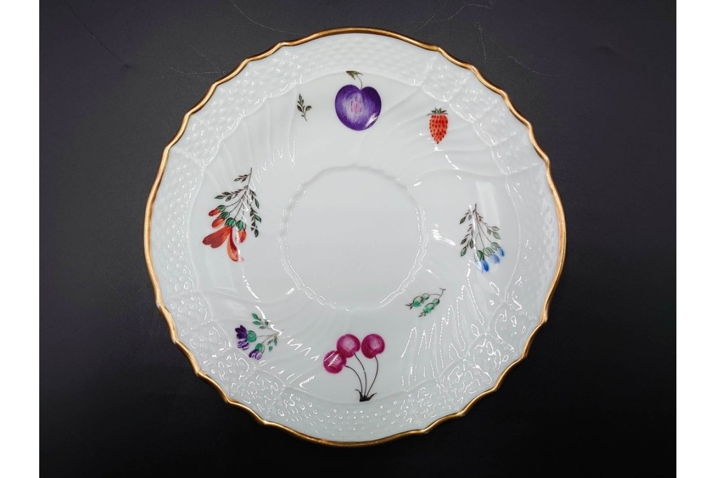 イタリア　Richard Ginori(リチャードジノリ)　ペルージャ(ベッキオフルーツ)　果物模様が愛らしいトリオ4客セット　(R-086452)