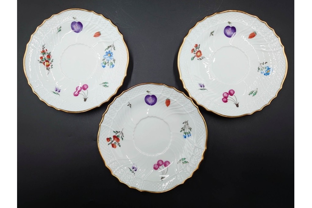 イタリア　Richard Ginori(リチャードジノリ)　ペルージャ(ベッキオフルーツ)　果物模様が愛らしいトリオ4客セット　(R-086452)