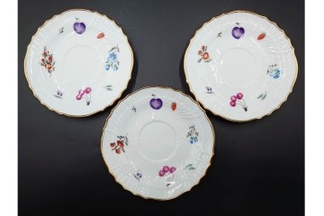 イタリア　Richard Ginori(リチャードジノリ)　ペルージャ(ベッキオフルーツ)　果物模様が愛らしいトリオ4客セット　(R-086452)