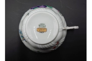 イタリア　Richard Ginori(リチャードジノリ)　ペルージャ(ベッキオフルーツ)　果物模様が愛らしいトリオ4客セット　(R-086453)