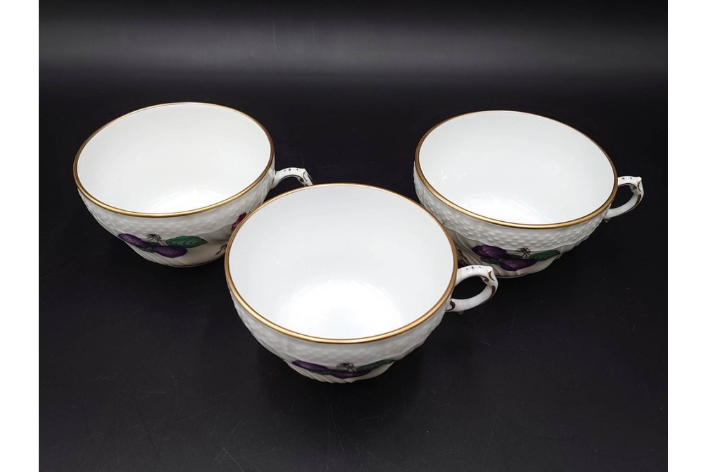 イタリア　Richard Ginori(リチャードジノリ)　ペルージャ(ベッキオフルーツ)　果物模様が愛らしいトリオ4客セット　(R-086453)