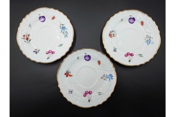 イタリア　Richard Ginori(リチャードジノリ)　ペルージャ(ベッキオフルーツ)　果物模様が愛らしいトリオ4客セット　(R-086453)