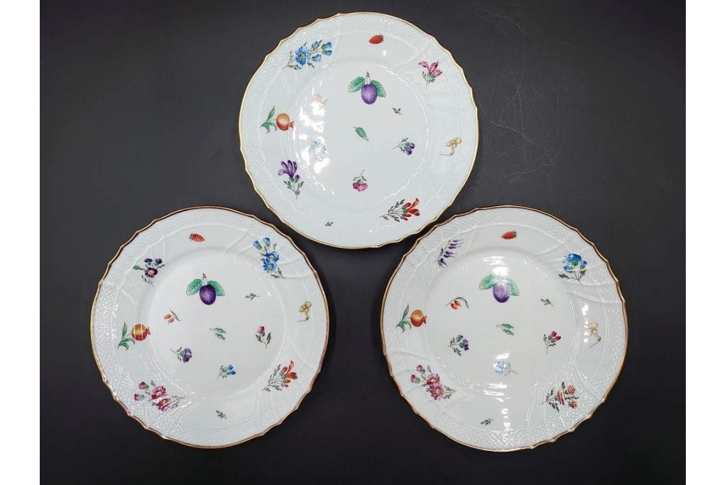 イタリア　Richard Ginori(リチャードジノリ)　ペルージャ(ベッキオフルーツ)　果物模様が愛らしいトリオ4客セット　(R-086453)