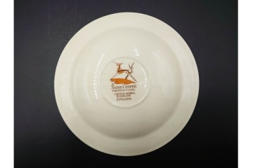 イギリスヴィンテージ　Susie Cooper(スージークーパー)　グレイリーフ　ティーポット・クリーマー・カップ&ソーサー2客・プレート・ミニボウルの洋食器6点セット　(R-086455)