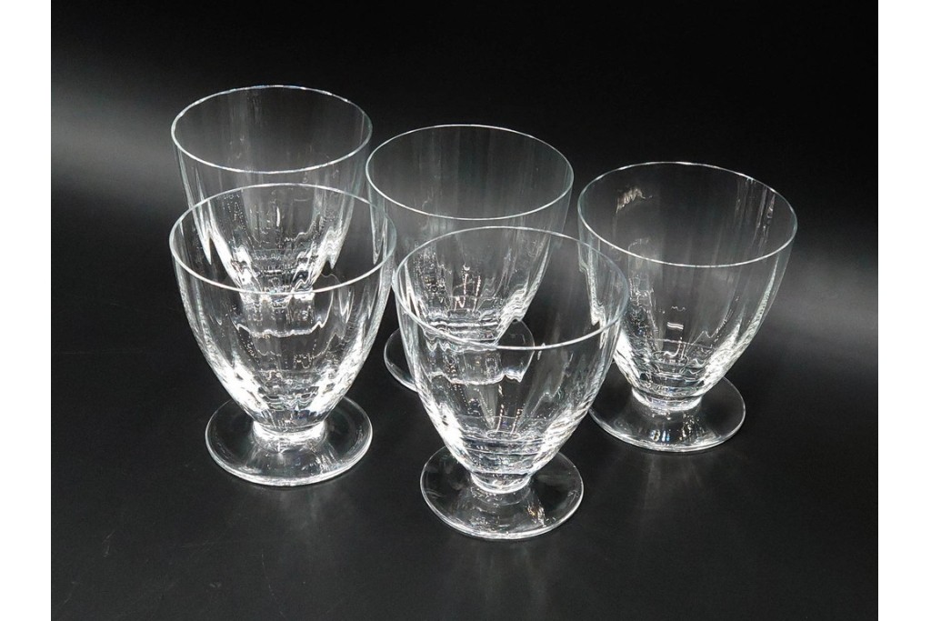 フランス　Baccarat(バカラ)　フロール　波打つラインが美しいグラス5客セット　(R-086456)