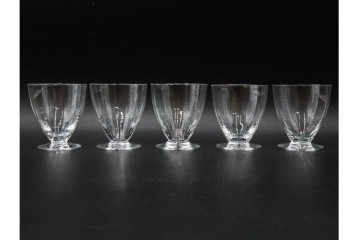 フランス　Baccarat(バカラ)　フロール　波打つラインが美しいグラス5客セット　(R-086456)