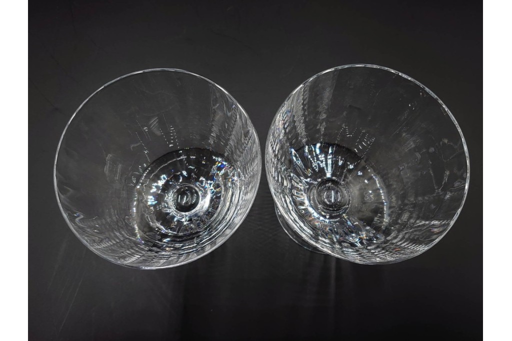 フランス　Baccarat(バカラ)　フロール　波打つラインが美しいグラス5客セット　(R-086456)