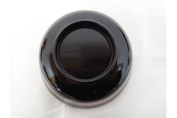 むさしの漆工芸造　なかにし正　艶やかな黒に朱の丸が目を引く日月椀5点セット　共箱付き　(R-086460)