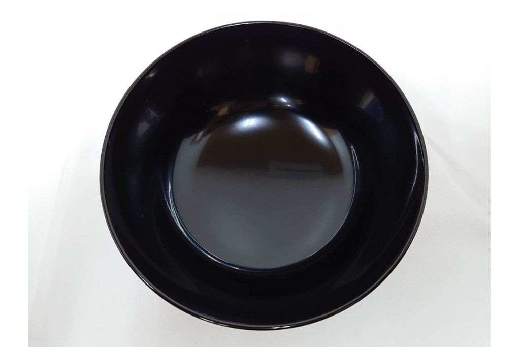 むさしの漆工芸造　なかにし正　艶やかな黒に朱の丸が目を引く日月椀5点セット　共箱付き　(R-086460)