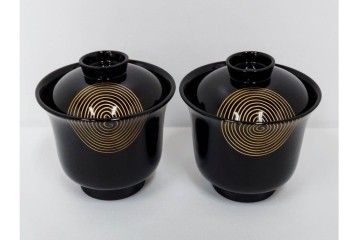 越前塗　祖雅堂　蒔絵が施された小吸椀5点セット　共箱付き　(R-086461)