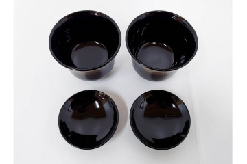 越前塗　祖雅堂　蒔絵が施された小吸椀5点セット　共箱付き　(R-086461)