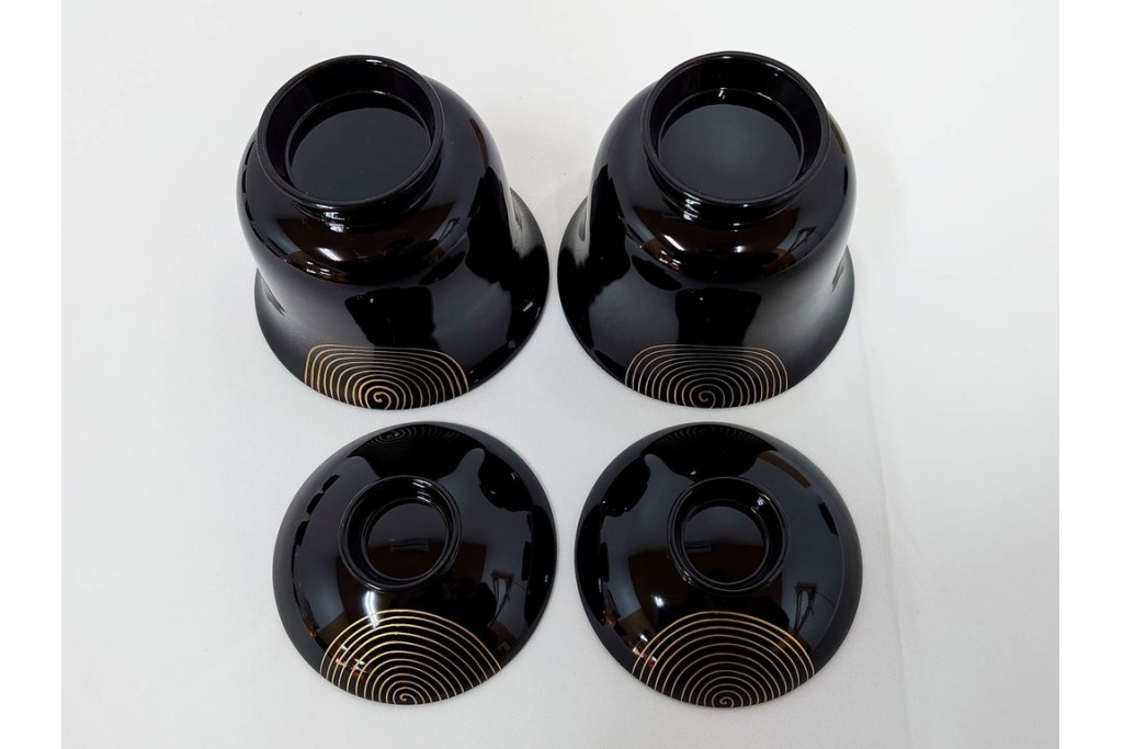 越前塗　祖雅堂　蒔絵が施された小吸椀5点セット　共箱付き　(R-086461)