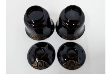 越前塗　祖雅堂　蒔絵が施された小吸椀5点セット　共箱付き　(R-086461)