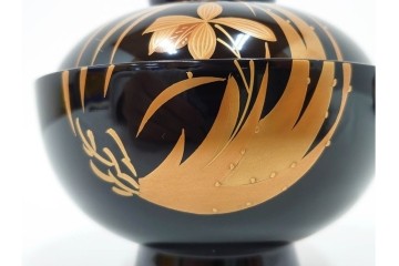 越前塗　蒔絵　花丸紋様が上品な吸物椀5点セット　共箱付き　(R-086462)