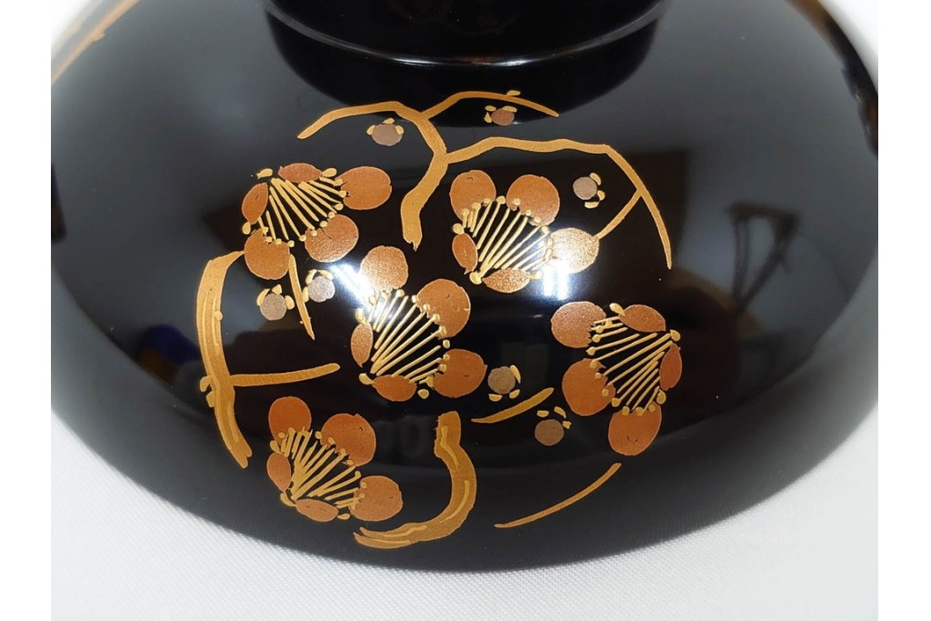 越前塗　蒔絵　花丸紋様が上品な吸物椀5点セット　共箱付き　(R-086462)