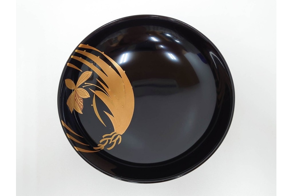 越前塗　蒔絵　花丸紋様が上品な吸物椀5点セット　共箱付き　(R-086462)