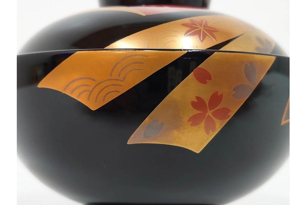 越前塗　蒔絵　本漆に熨斗模様が映える吸物椀5点セット　共箱付き　(R-086463)