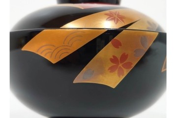 越前塗　蒔絵　本漆に熨斗模様が映える吸物椀5点セット　共箱付き　(R-086463)