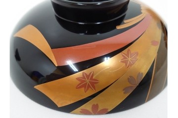 越前塗　蒔絵　本漆に熨斗模様が映える吸物椀5点セット　共箱付き　(R-086463)