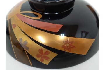 越前塗　蒔絵　本漆に熨斗模様が映える吸物椀5点セット　共箱付き　(R-086463)